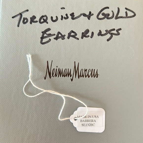 Vintage Barrera Gold Plated Turquoise Earrings - Picture 4 of 7